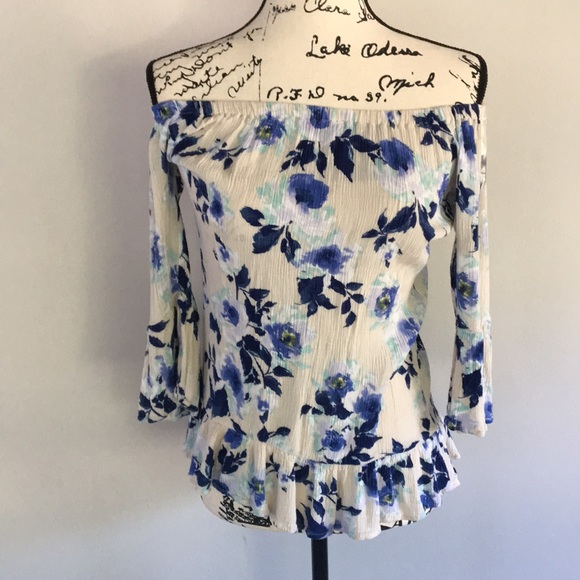 Only Nine Tops - Only Nine Off Shoulder Floral Tunic Top